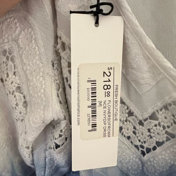 NWT Flowers of Romance Dip Dye Ombre Mini Dress in Blue White Size Medium - Picture 8 of 9